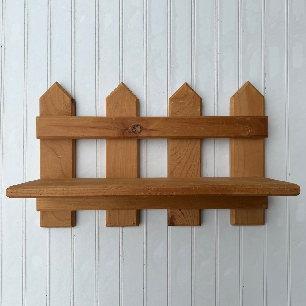 Picket Fence Wooden Wall Shelf Rustic Farmhouse Decor